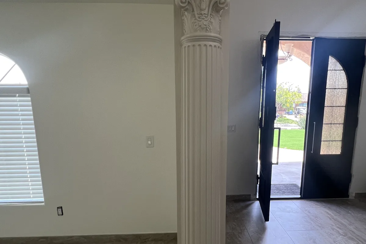 Entry column and front door after the repaint, a Tony's Painting job in San Diego County